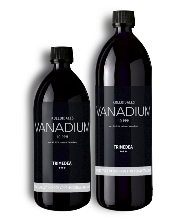 Colloidal vanadium 500ml and 1l in violet glass bottles